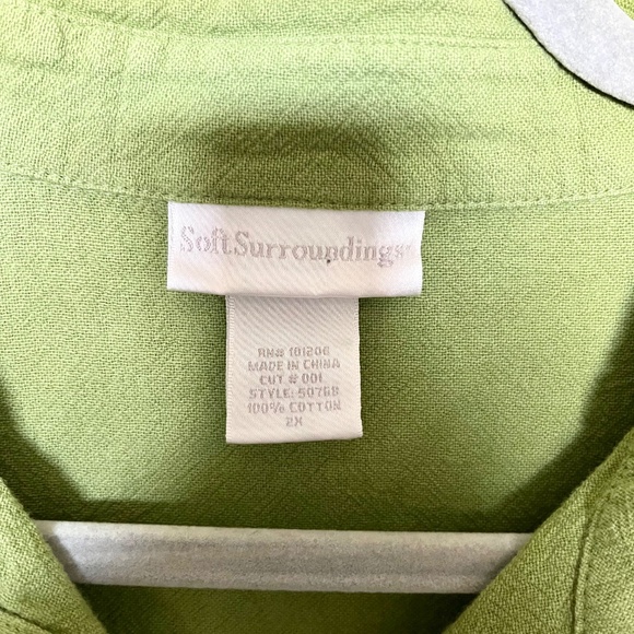 Soft Surroundings NWOT Textured 100% Cotton Button Down Shirt Green Size 2X - Picture 2 of 8